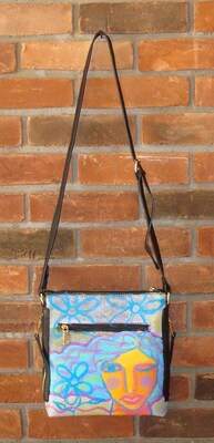 Original Abstract Art Hand Painted Shoulder Bag Crossbody Purse Messenger Bag Handbag - image3